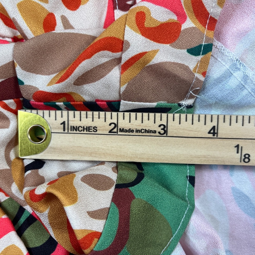 Commense Abstract Print Ruffle Strap Romper Multi Color XS NWT - Picture 9 of 10